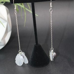 Long Flower Tassel Earrings- Silver